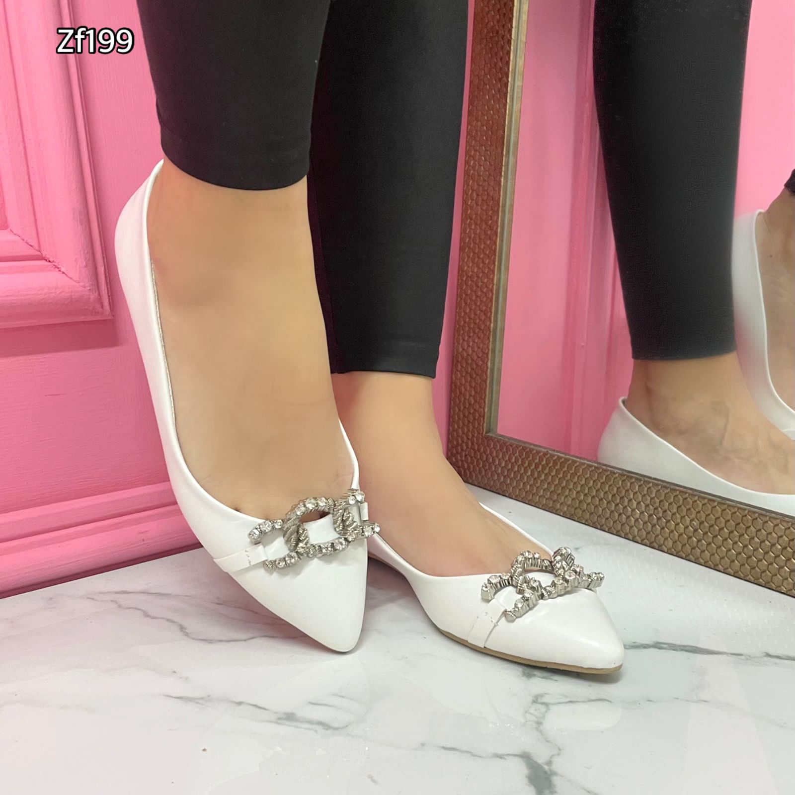 Baleta blanca apliques plateados 2975 C7